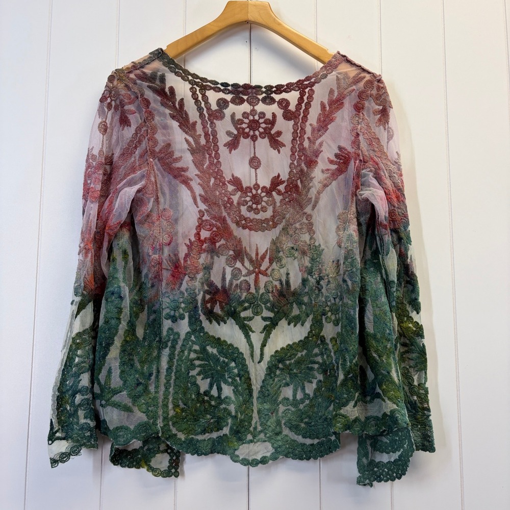 Anna-Kaci Boho Chic Fairy Embroidered Mesh Kimono Cardigan Women Size OS Whimsy - Picture 2 of 9